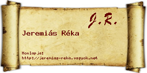Jeremiás Réka névjegykártya